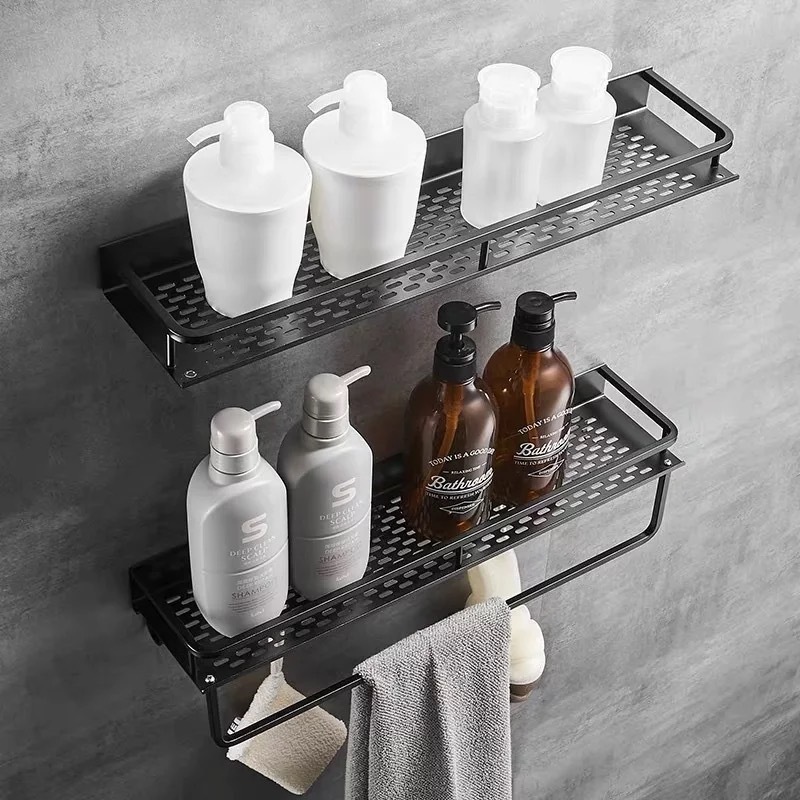 BATHKITCHZ Matte Black Aluminum Bathroom Shelf Shampoo Basket Rack ...