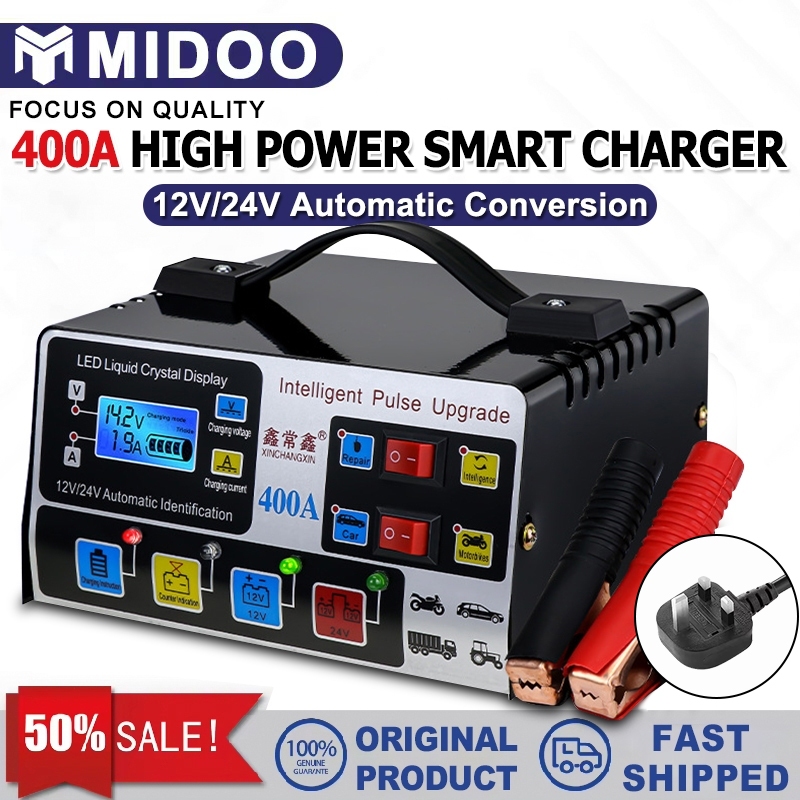 12V/24V Car Battery Charger Dual Intelligent Motorcycle Lorry Boat ...