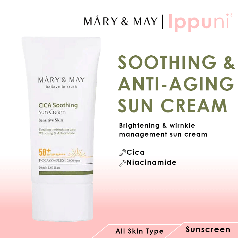 Mary & May CICA Soothing Sun Cream SPF50+ PA++++ 50ml | Shopee