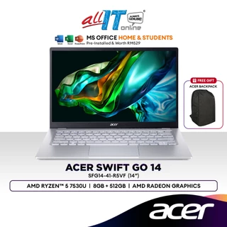 Acer Swift Go 14 SFG14-41-R5VF 14" FHD Laptop (AMD Ryzen™ 5 7530U | 8GB | 512GB SSD | AMD Radeon™ Graphics | H&S)