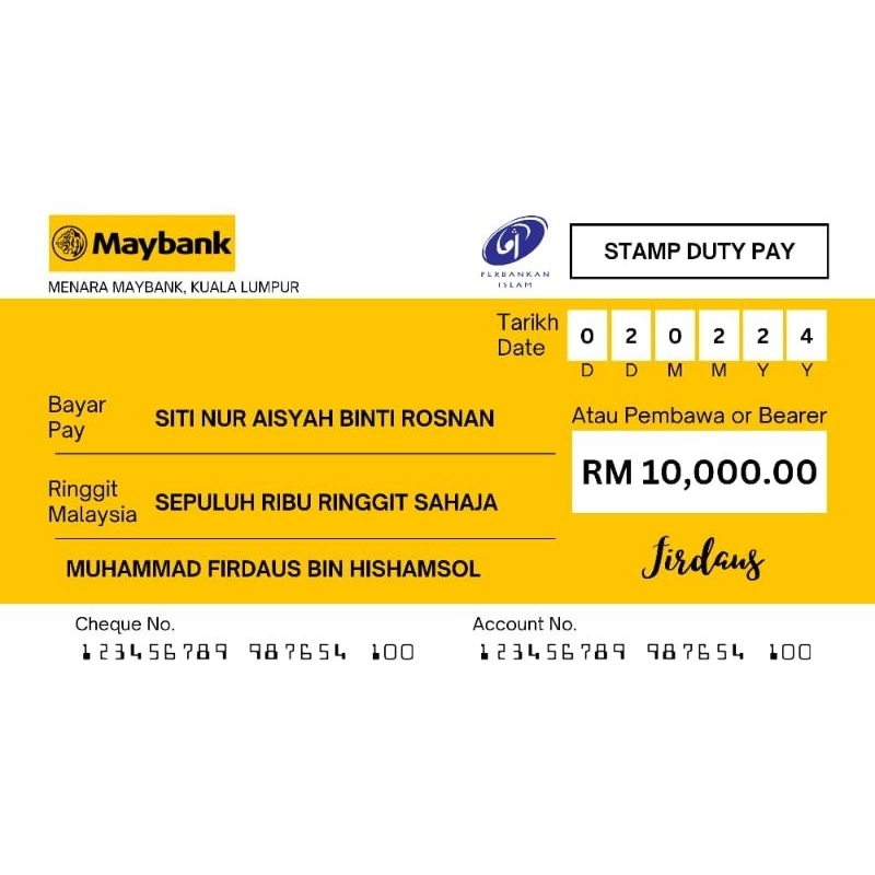 Replika Cheque (Softcopy Only) - PDF/PNG format | Shopee Malaysia