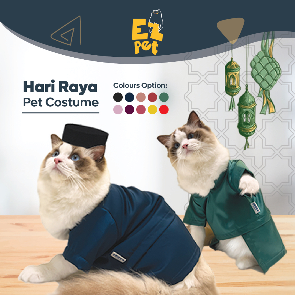 EZPET🐱 【Pet Costume Hari Raya Cat Baju 】Pet Clothes Raya Baju Melayu Kucing Baju Kurung Baju
