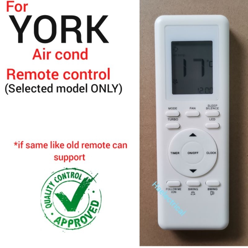 YORK air cond remote control( SELECTED MODEL ONLY) Shopee Malaysia