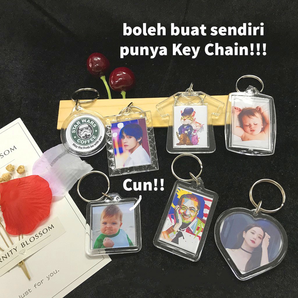 1PC NEW Photo Insert Keychain Rectangle Square Circle Openable 1 Pcs ...