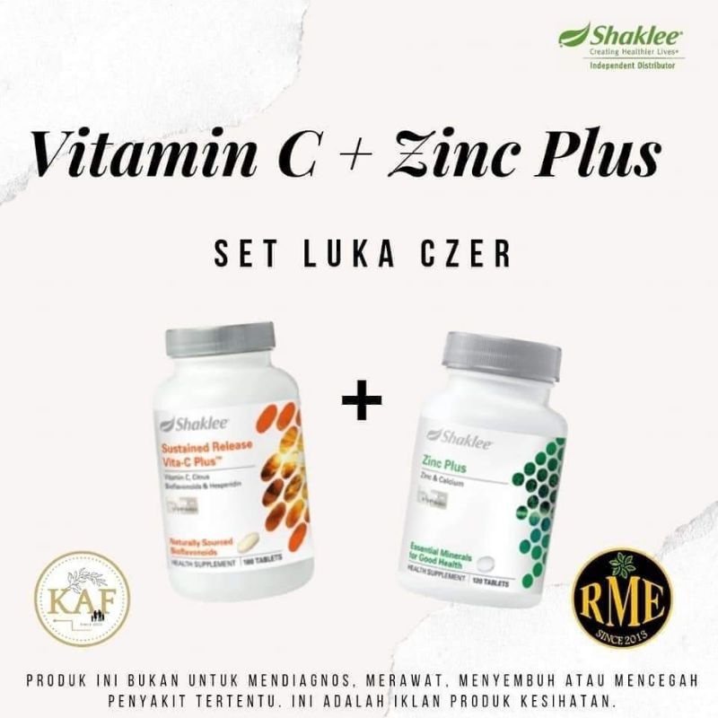 Shaklee Set Luka Czer (VitaC Plus 180's + Zinc Plus 120's) Shopee Malaysia