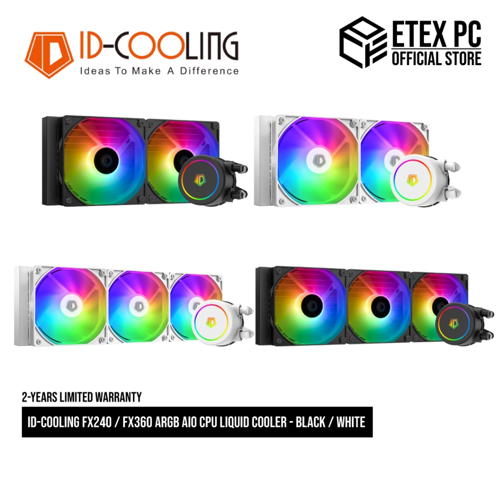 ID-COOLING FX240 / FX360 ARGB AIO CPU Liquid Cooler - Black / White ...