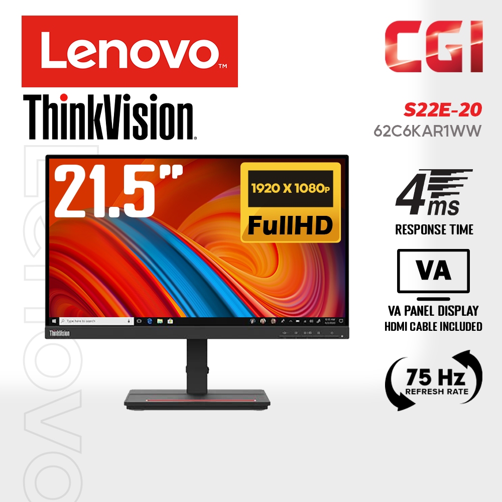 Lenovo 21.5'' Thinkvision S22e-20 VA FHD Freesync 75Hz 4ms Near ...