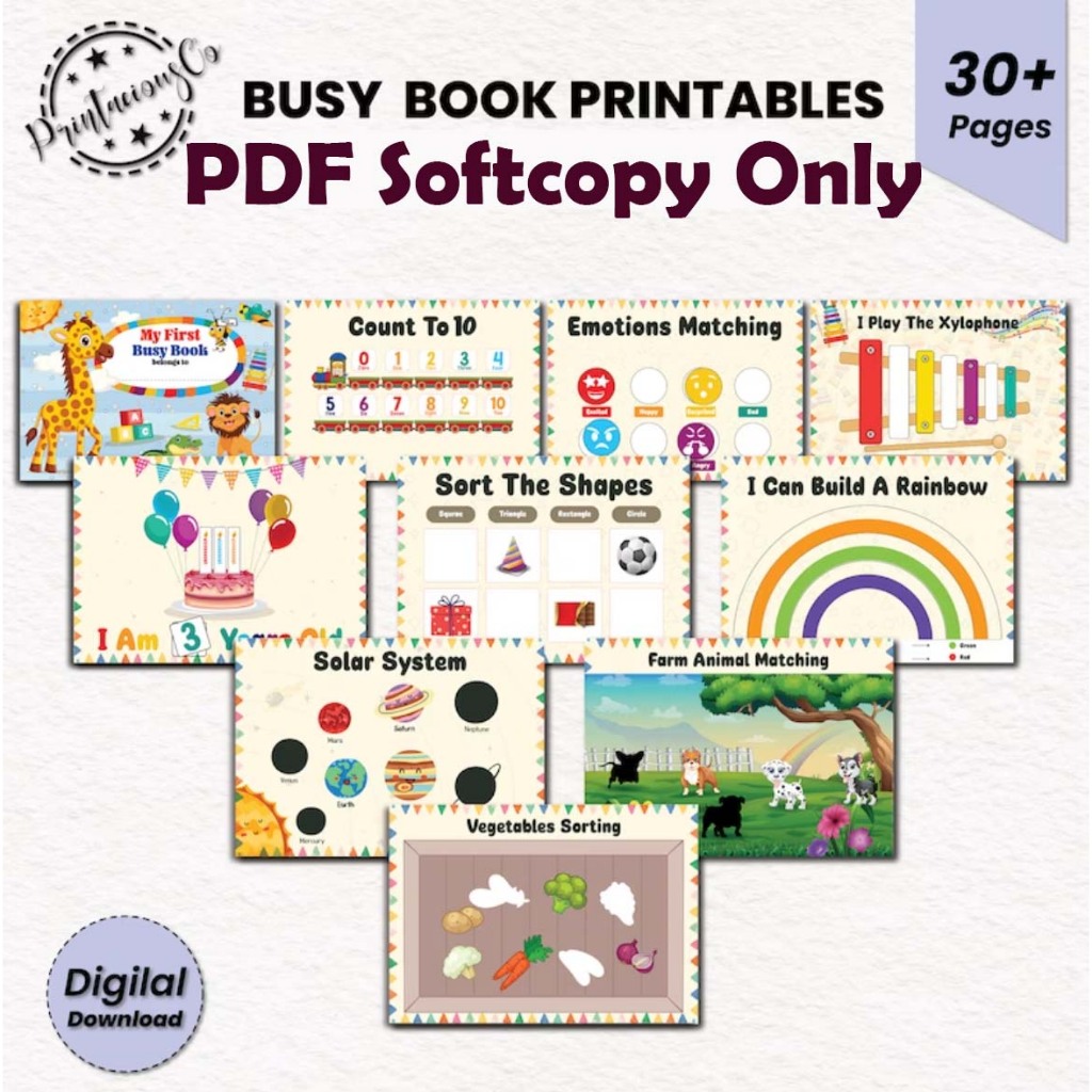 PDF] First Busy Quiet Book Learning Kids Printable Montessori Toddler ...