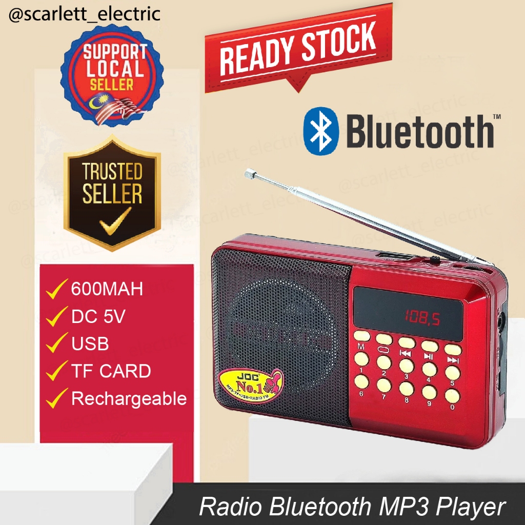 Portable Rechargeable FM Radio Bluetooth MP3 Player USB TF Card Audio ...