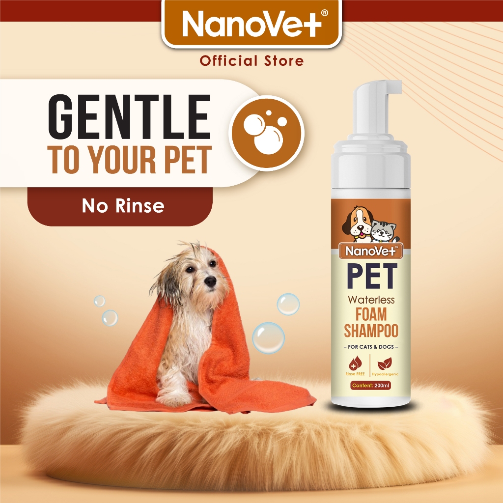 Nanovet® No Rinse Waterless Pet Foam Shampoo (200ml) | Shopee Malaysia