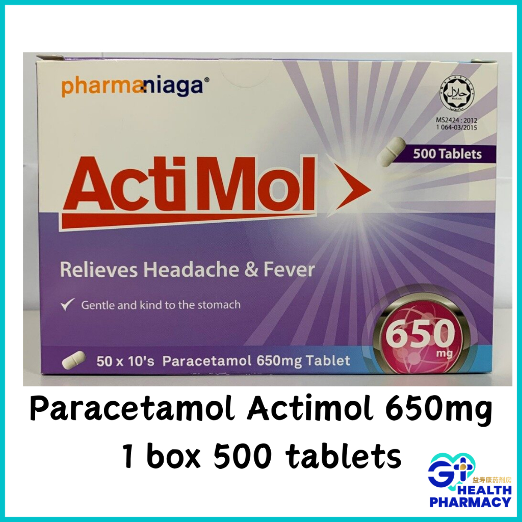 Pharmaniaga Actimol 650mg tablets (50 x 10's) x 1 BOX (EXP:09/2026 ...