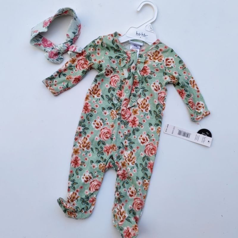 nicole miller baby girl footed coverall bodysuit(3-9m) | Shopee Malaysia