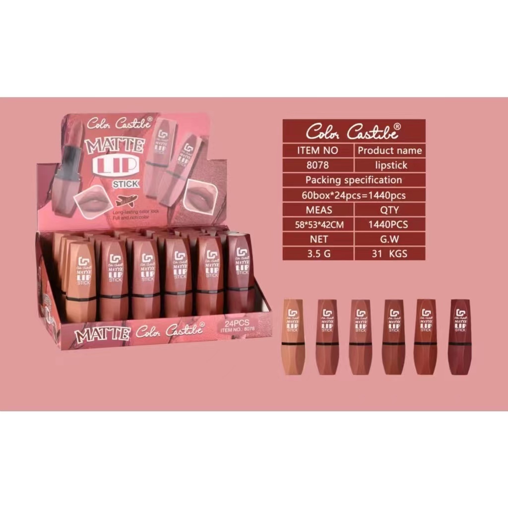 Color Castle Fashion Makeup Beauty Matte Lip Stick ( 24pcs ) | Shopee ...