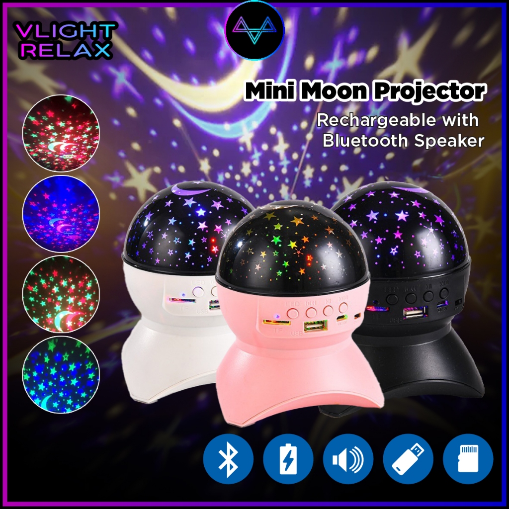 Moon Lamp Rechargeable USB Galaxy Light via Bluetooth Speaker with Star ...