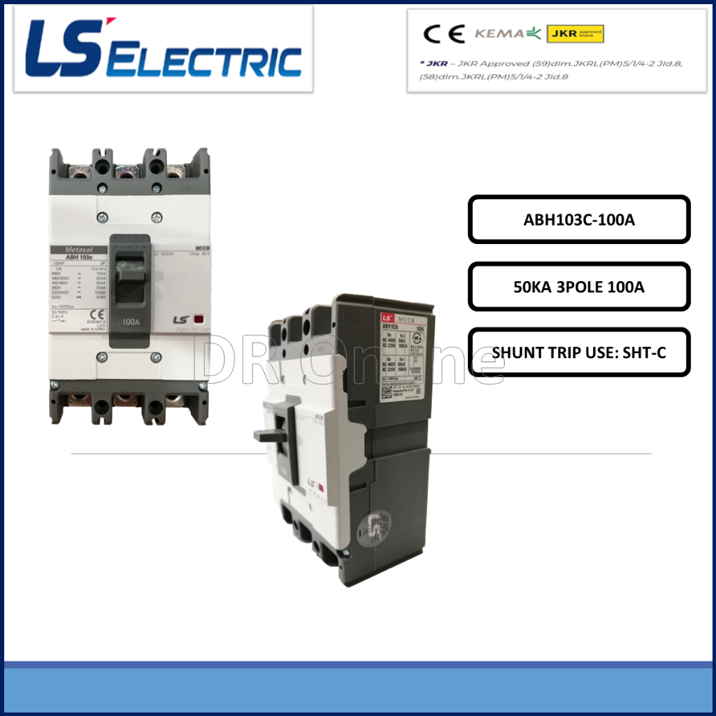 Ls Mccb 3pole Molded Case Circuit Breaker Mccb 3 Pole 50ka 100a Abh103c Shopee Malaysia 9374