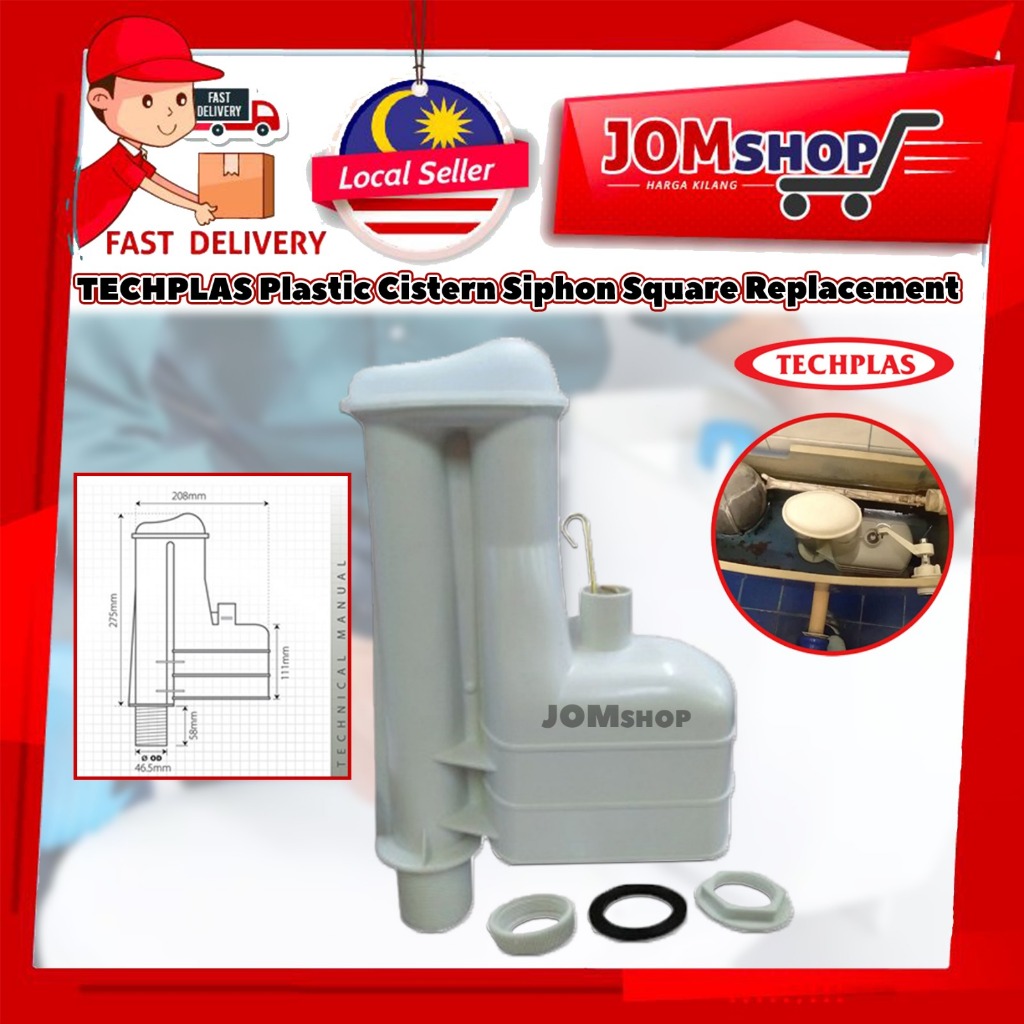 TECHPLAS Toilet Cistern Siphon Plastic Square Replacement | Shopee Malaysia