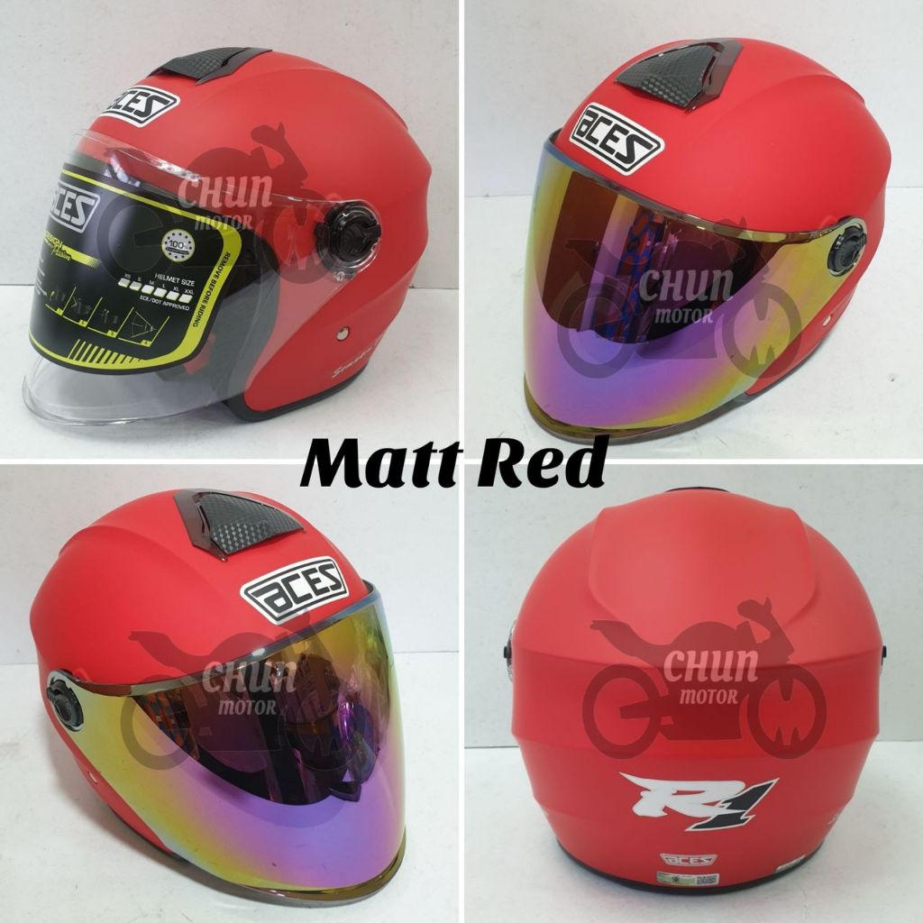 Original Aces R1 Open Face Helmet with Rainbow Visor / Tinted Smoke ...
