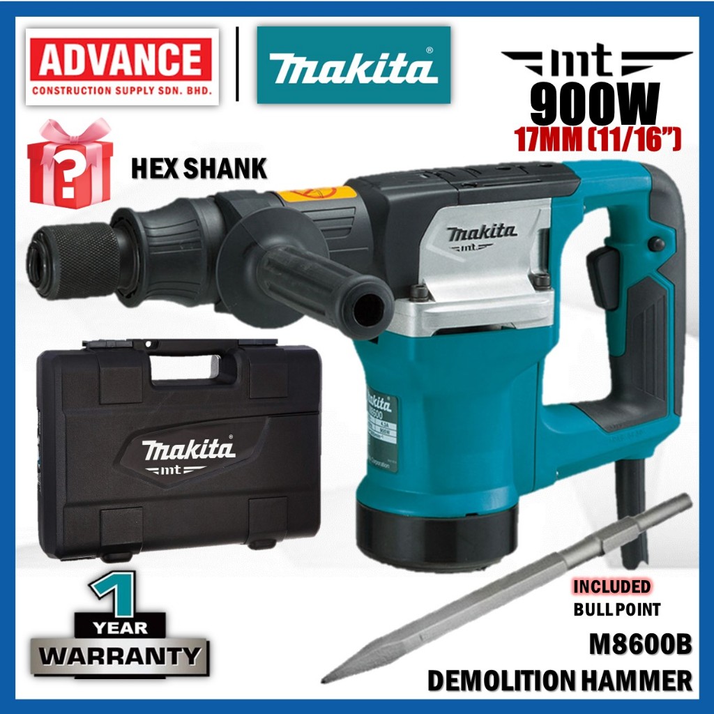 MAKITA MT SERIES M8600 / M8600B Hex Shank Demolition Hammer 900W 17MM (11/16") Shopee Malaysia