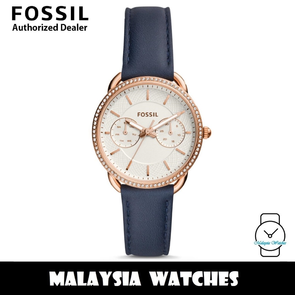 OFFICIAL WARRANTY Fossil Women ES4394 Tailor Multifunction Navy Leather Watch Navy Blue Shopee Malaysia