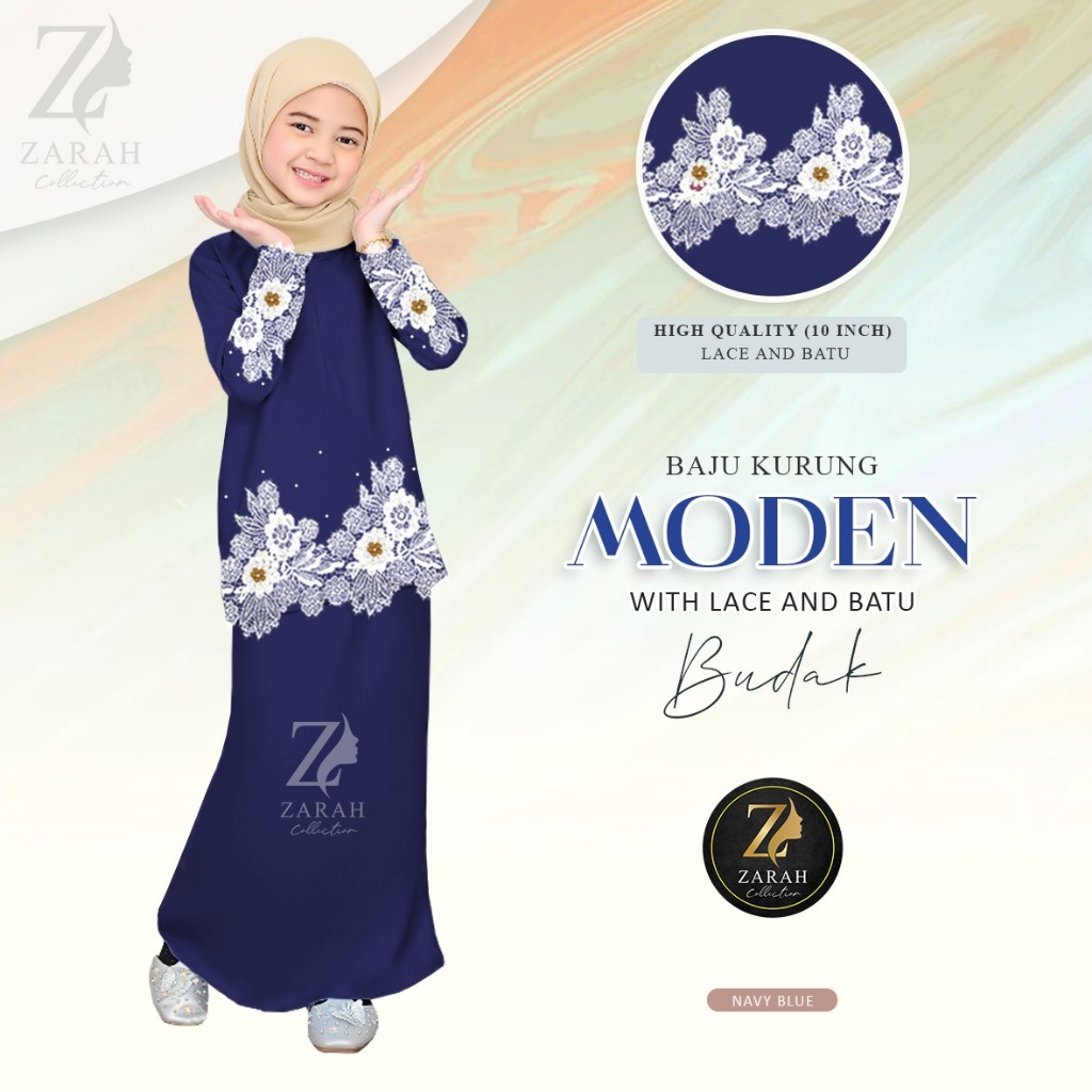 Raya 2025 Baju Kurung Budak With Front Embroidery Flower Hand Made ...