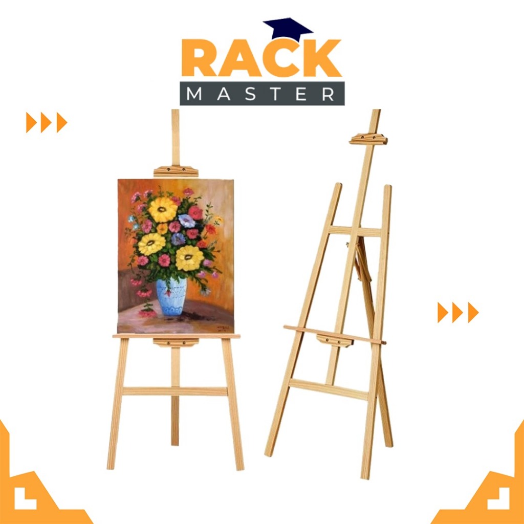 𝗥𝗔𝗖𝗞 𝗠𝗔𝗦𝗧𝗘𝗥 Adjustable Easel Stand Poster Display Tripod Board Wooden Stand Art Sketch Drawing