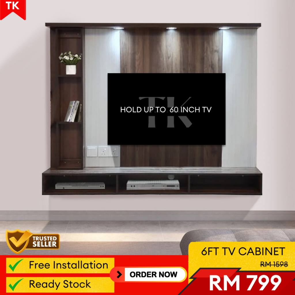 🔥[Free installation] Hazel Pale TV 6ft / Hanging / Almari TV Dinding 15005