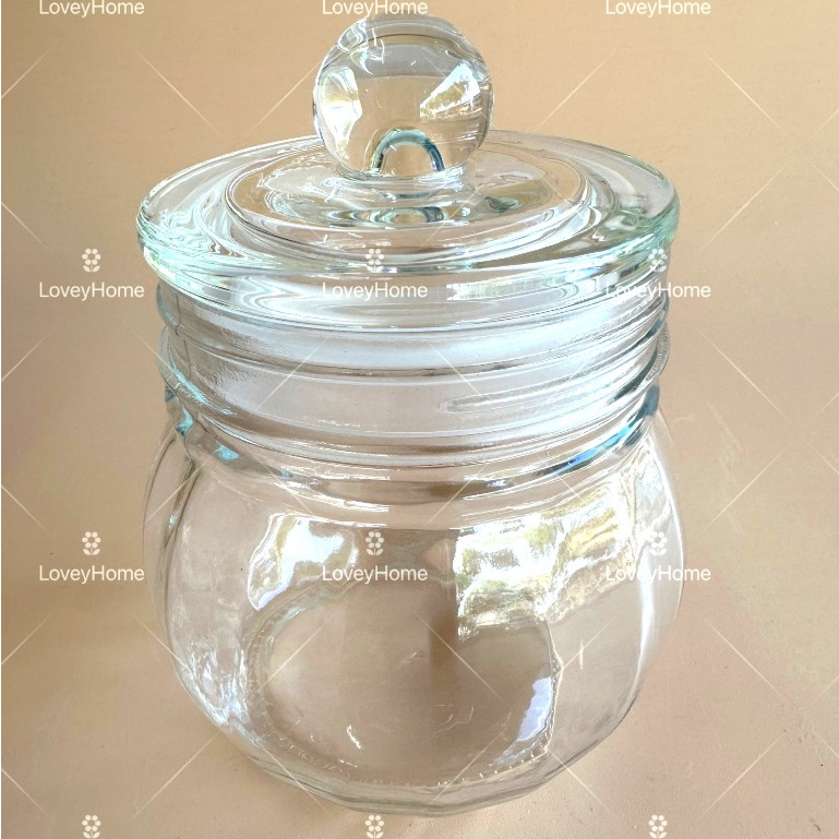 Kedap Udara Glass Crystal Canister Cookies Candy Jar Food Storage Pot Container Bekas Kuih Raya 1488