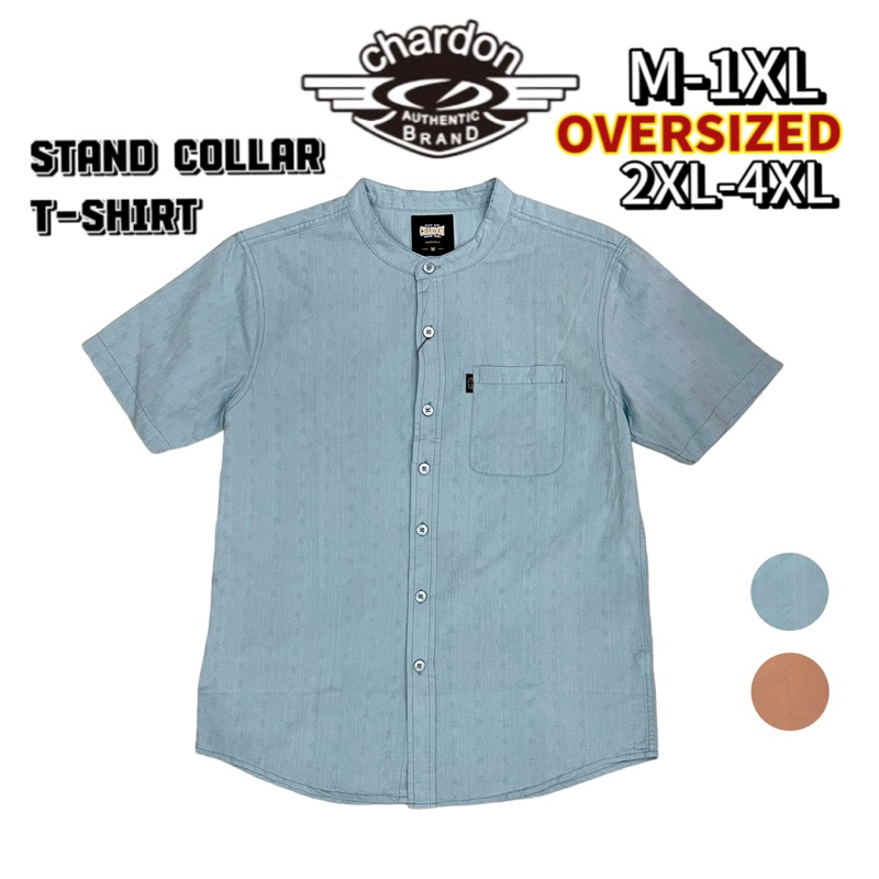 Chardon Wear Men’s Stand Collar Shirt Short Sleeve / Baju Kemeja Lengan