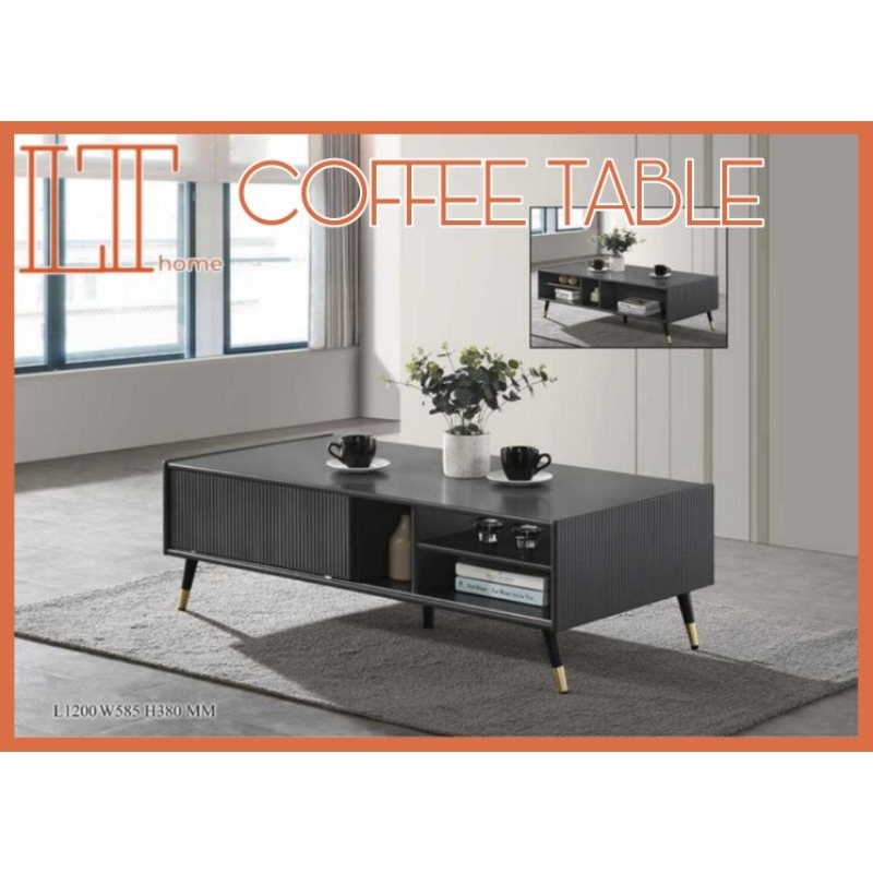 LT Nordic Coffee Table Living Room Elegant Meja Kopi with Open Storage ...