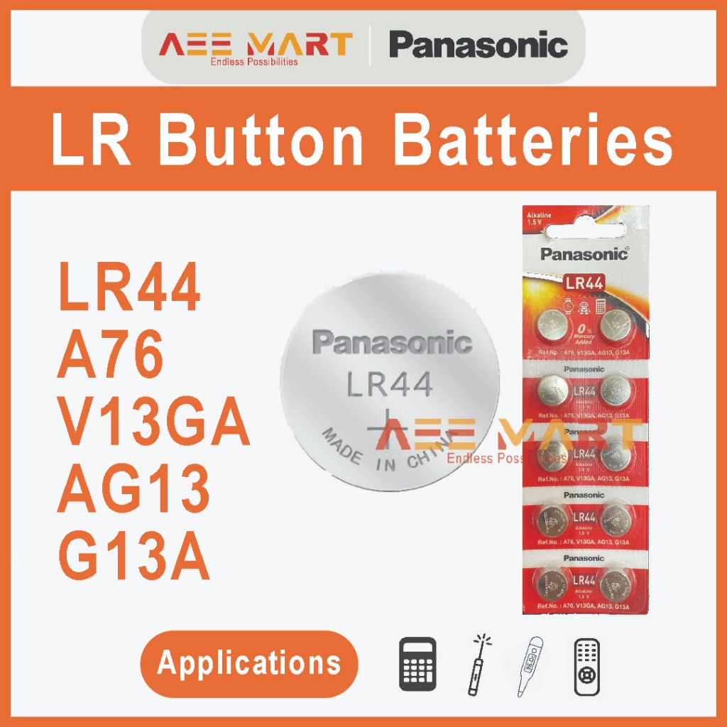 (Original) Panasonic LR44 Micro Alkaline Battery Button Cell Bateri