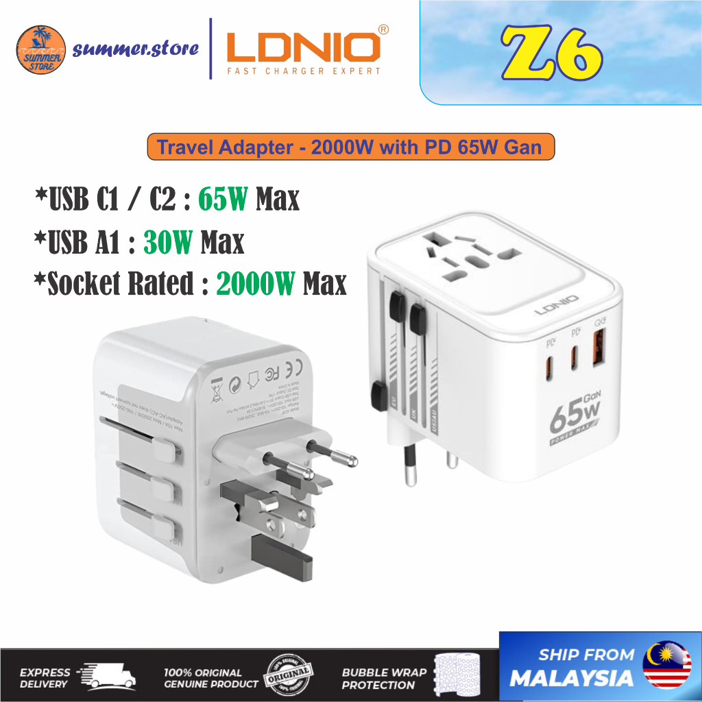LDNIO Universal Travel Charging Adapter 2000W Universal Socket Travel ...