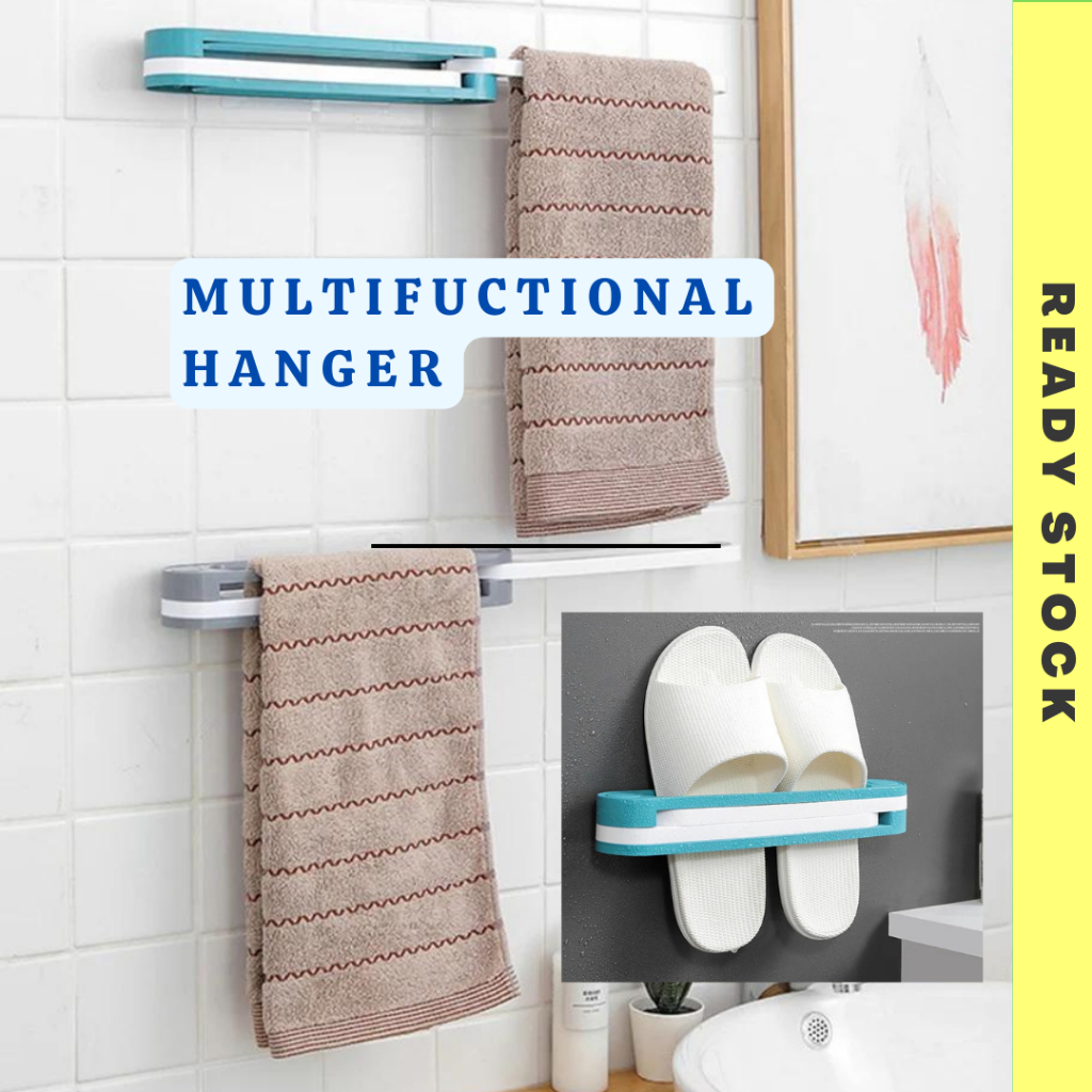 Wall Mounted Slippers Rack Holder Organizers Waterproof Punch-Free Racks  Towel Holder Bathroom Bedroom Hanging Slipper