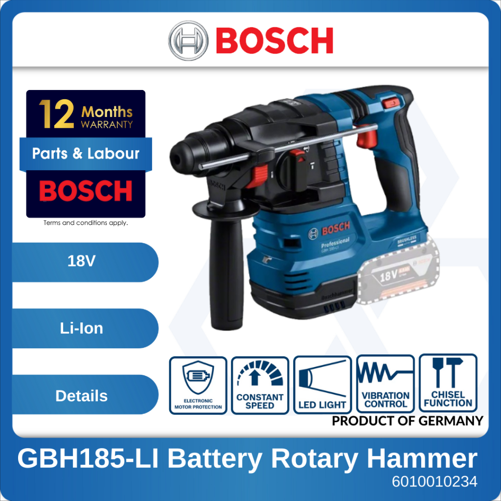 Bosch Gbh 185 Li Professional Cordless Rotary Hammer With Sds Plus