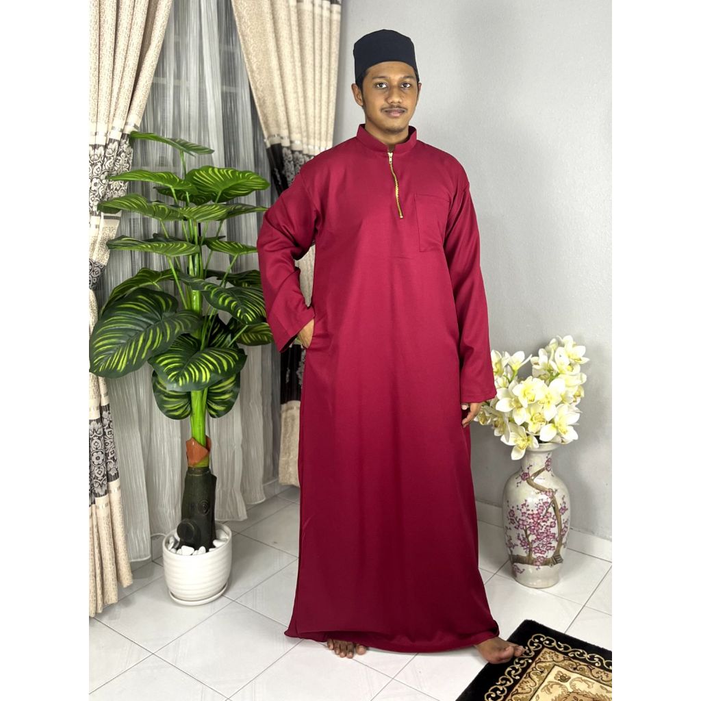 JUBAH LELAKI DEWASA PLAIN GOLDEN ZIP + TIGA POCKET | Shopee Malaysia