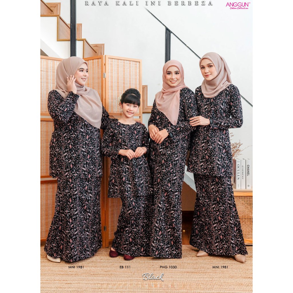 **BLACK **NEW RELEASE **BAJU KURUNG COTTON SEDONDON IBU ANAK BY ANGGUN ...