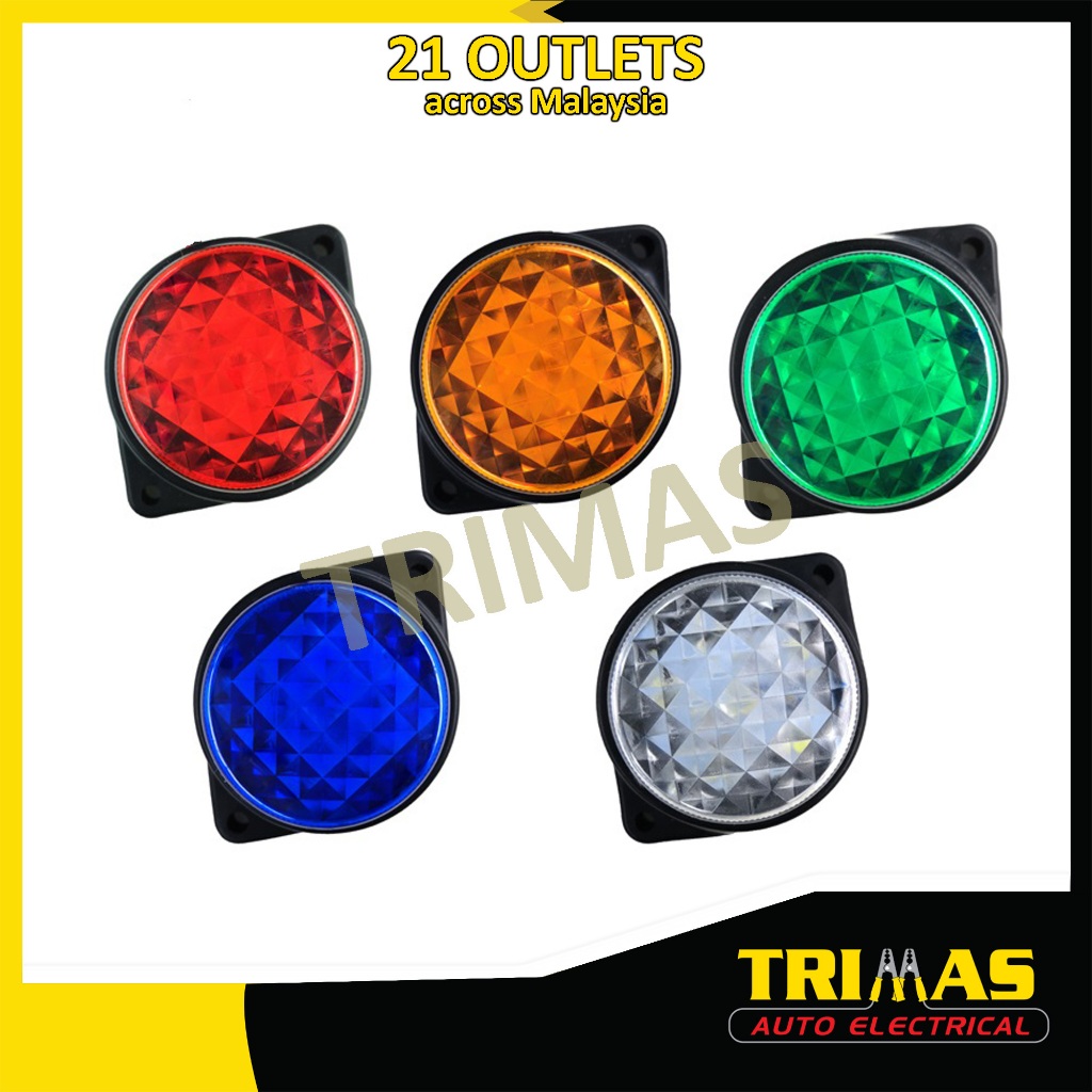 12V 24V LED Diamond Style Round Side Marker Flash Light Lamp Lorry ...