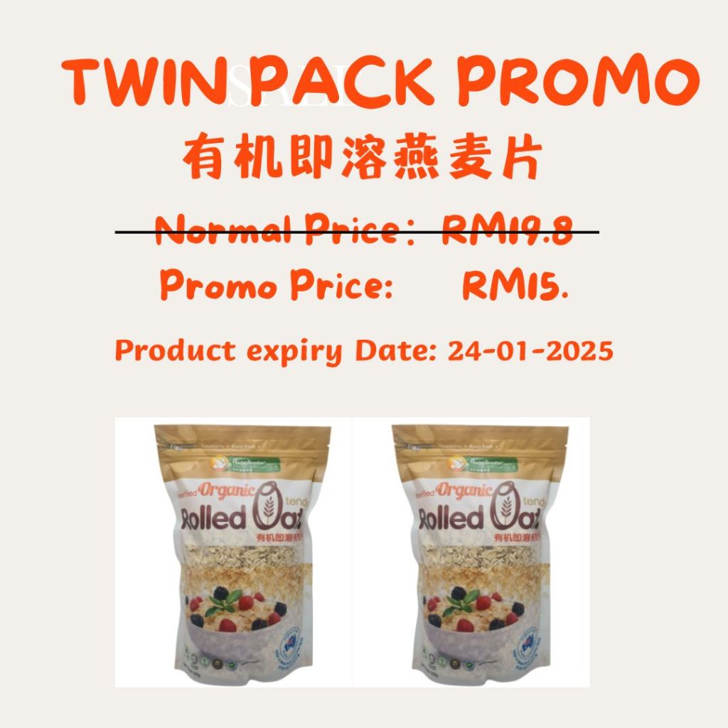 TWIN PACK PROMO Health Paradise Organic Rolled Oat (Expiry Date24 Jan