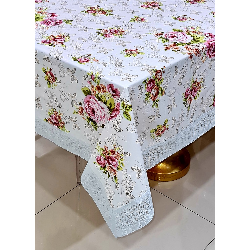 Alas Meja Makan Ekonomi 6 Kerusi Renda Pvc 137cm X 180cm Table Cloth