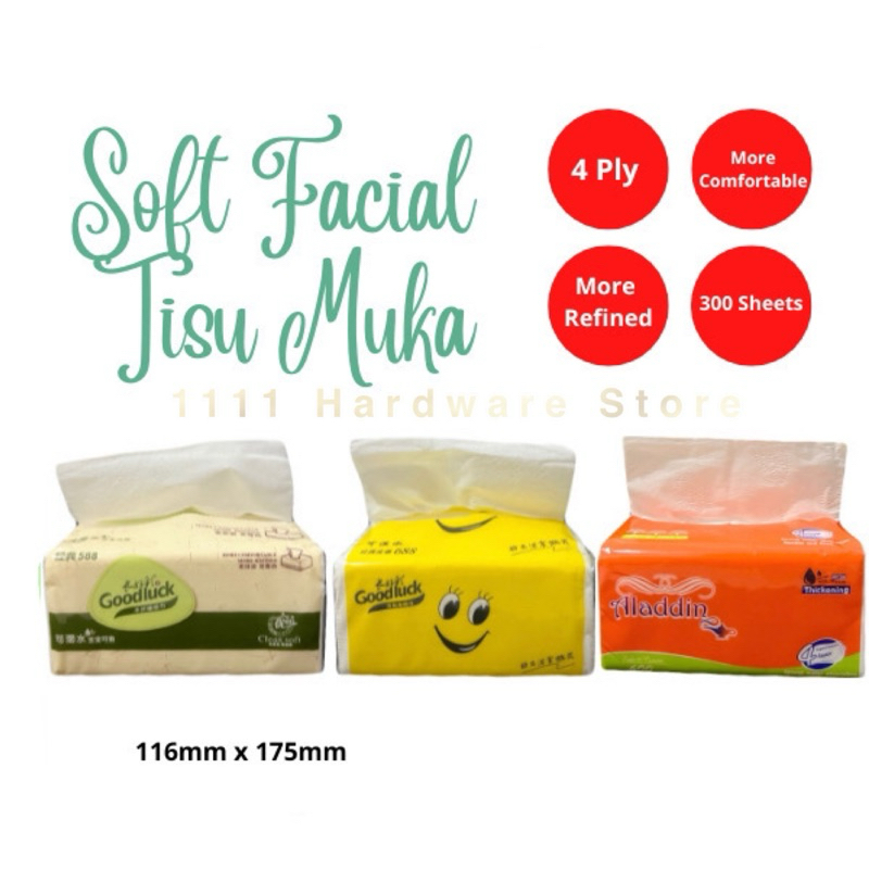 Kertas Tisu Muka Lembut Buluh Bamboo Soft Facial Tissue Paper 300pcs