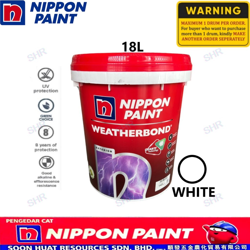 NIPPON PAINT 18 Liter Weatherbond (Quartz) 145 White Colour Exterior ...