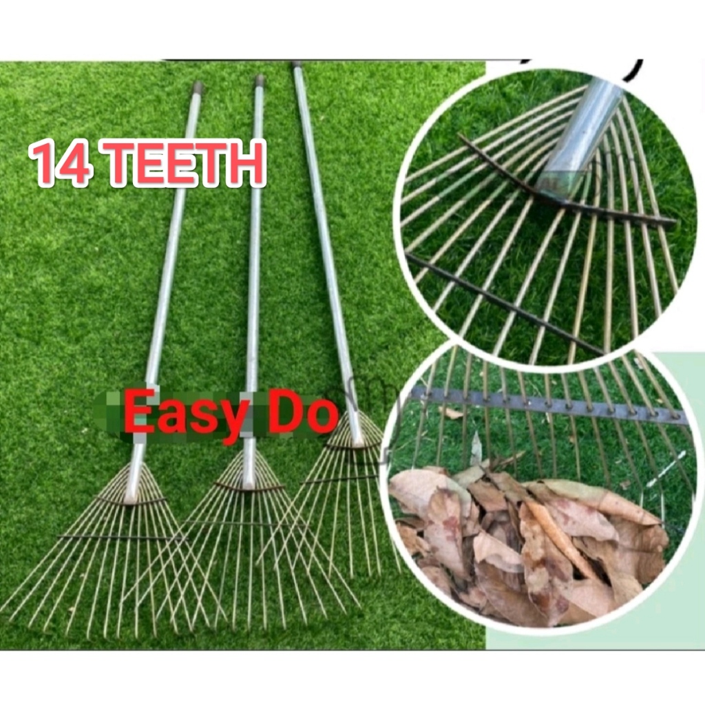 14 TEETH CAKAR DAUN BESI RAKE BATANG BESI Cakar Rumput / Cakar Daun ...