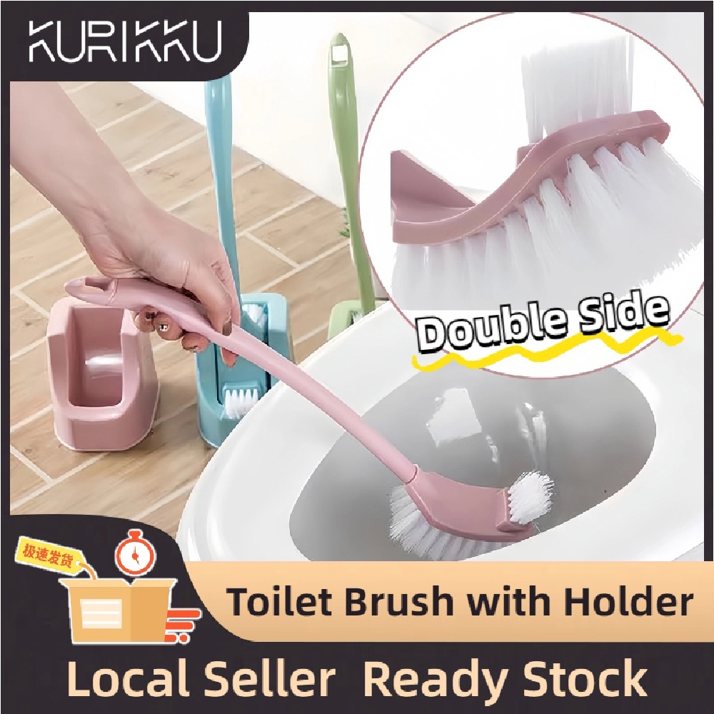 Toilet Brush With Holder Berus Tandas Double Side Curve Cleaning Brush Toilet Bowl Brush Bristle 3290