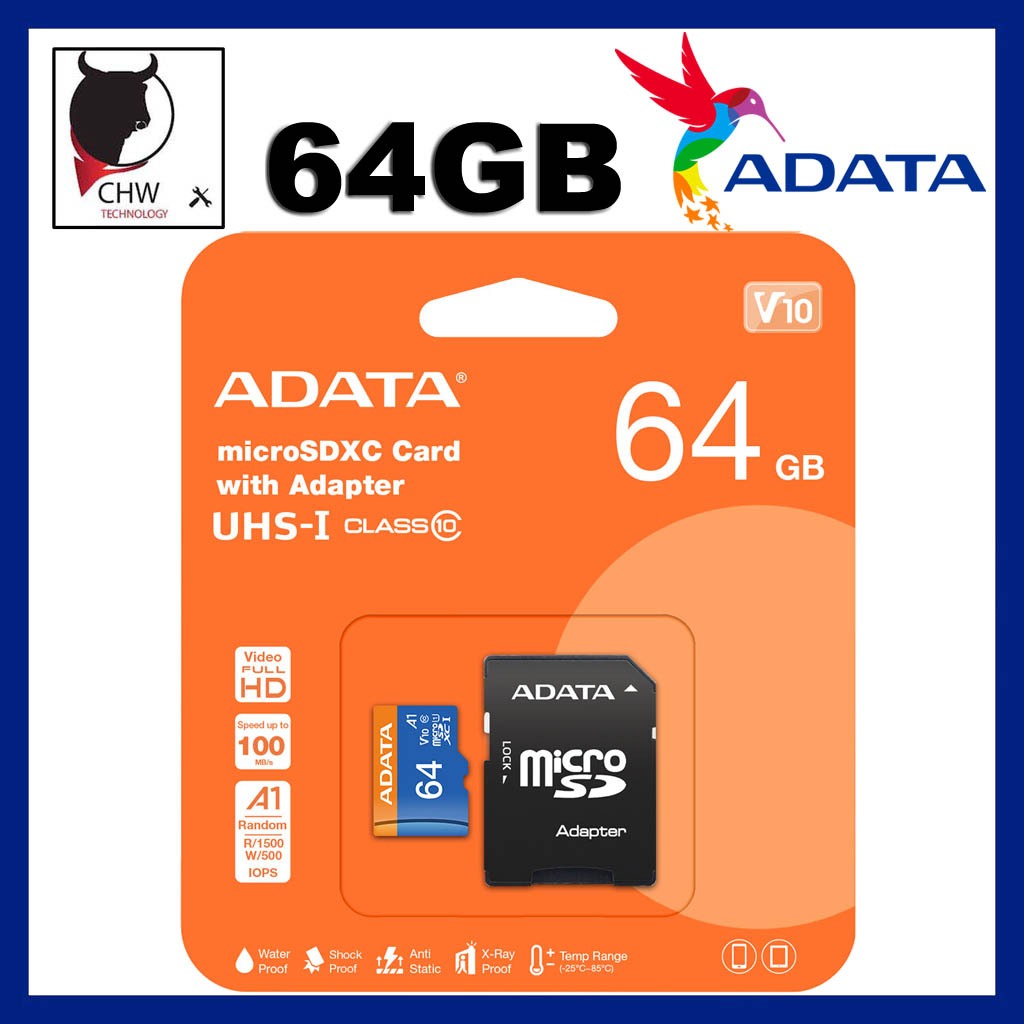 ADATA ORIGINAL MICRO SDXC CARD WITH SD ADAPTER UHS1 CLASS 10 A1 V10 FULL HD 100MB/S Shopee