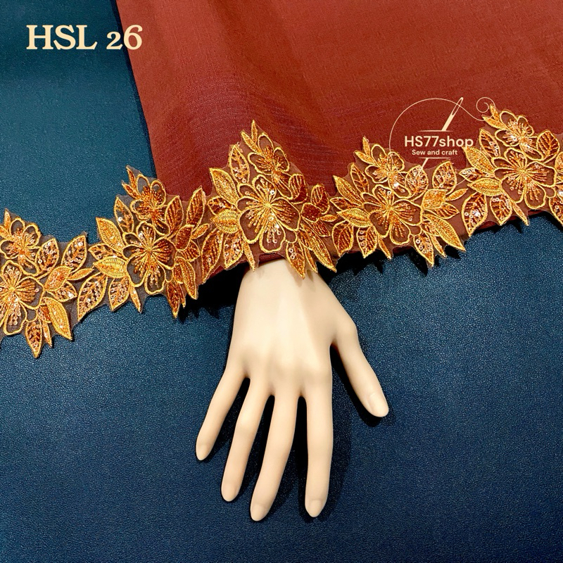 [ 50cm ] HSL26 Boder lace sequin/ border lace/ sequin lace/ lace baju ...