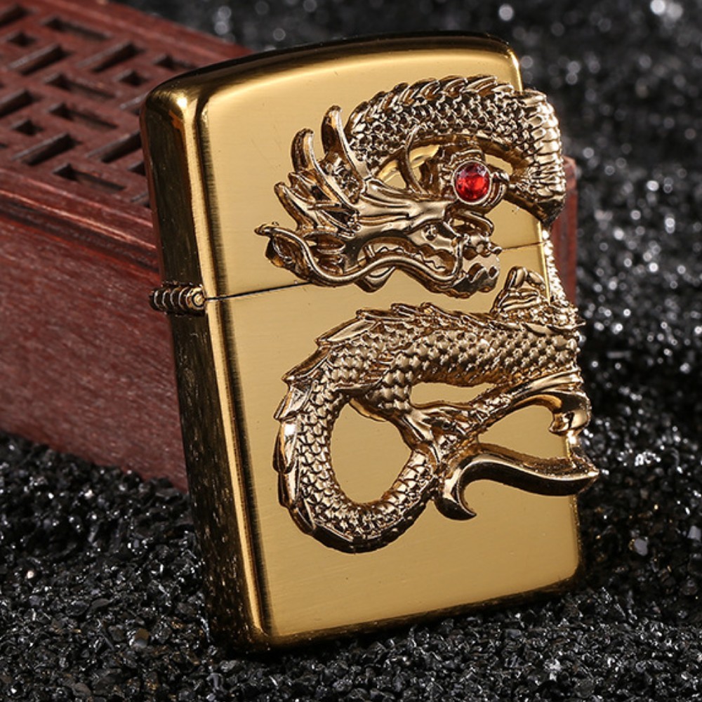 3D Dragon Gold Emboss Kerosine Oil Lighter Soft Flame | Shopee Malaysia