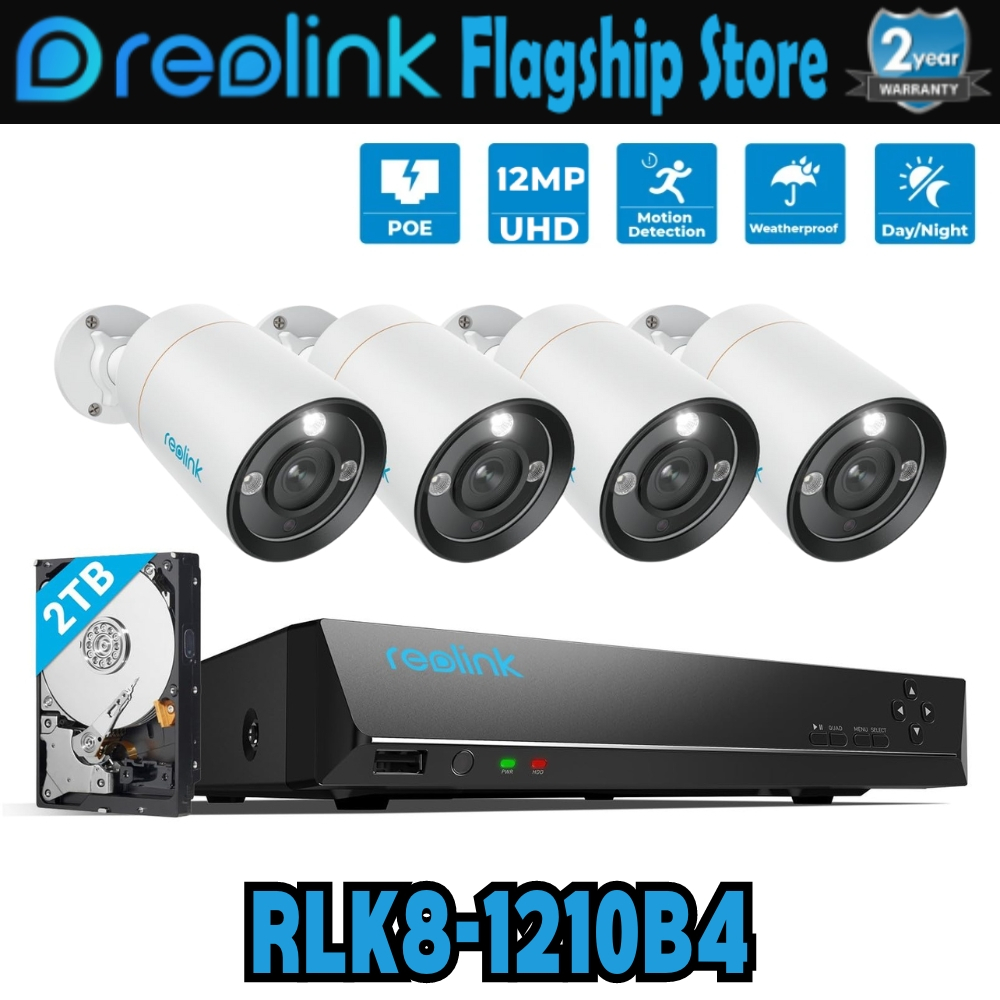 Reolink 12MP PoE Wired Security Camera System Person Vehicle Pet ...