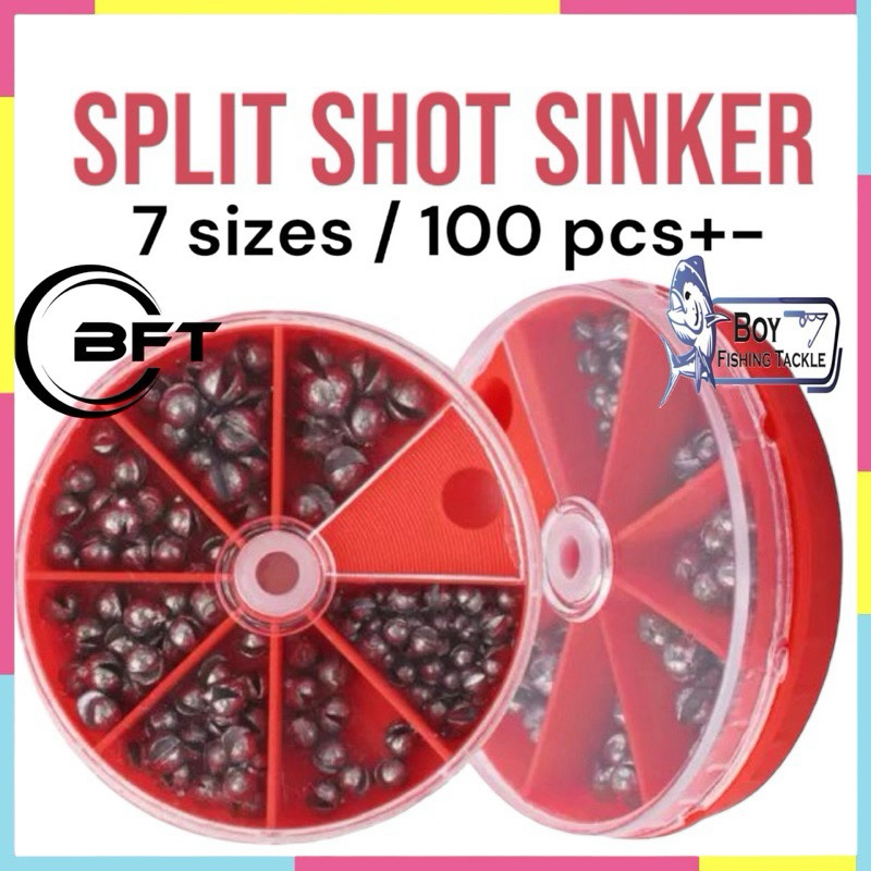 BFT Split Shot Sinker Snap Fishing Weight Lead Clip Batu Kepit Batu ...