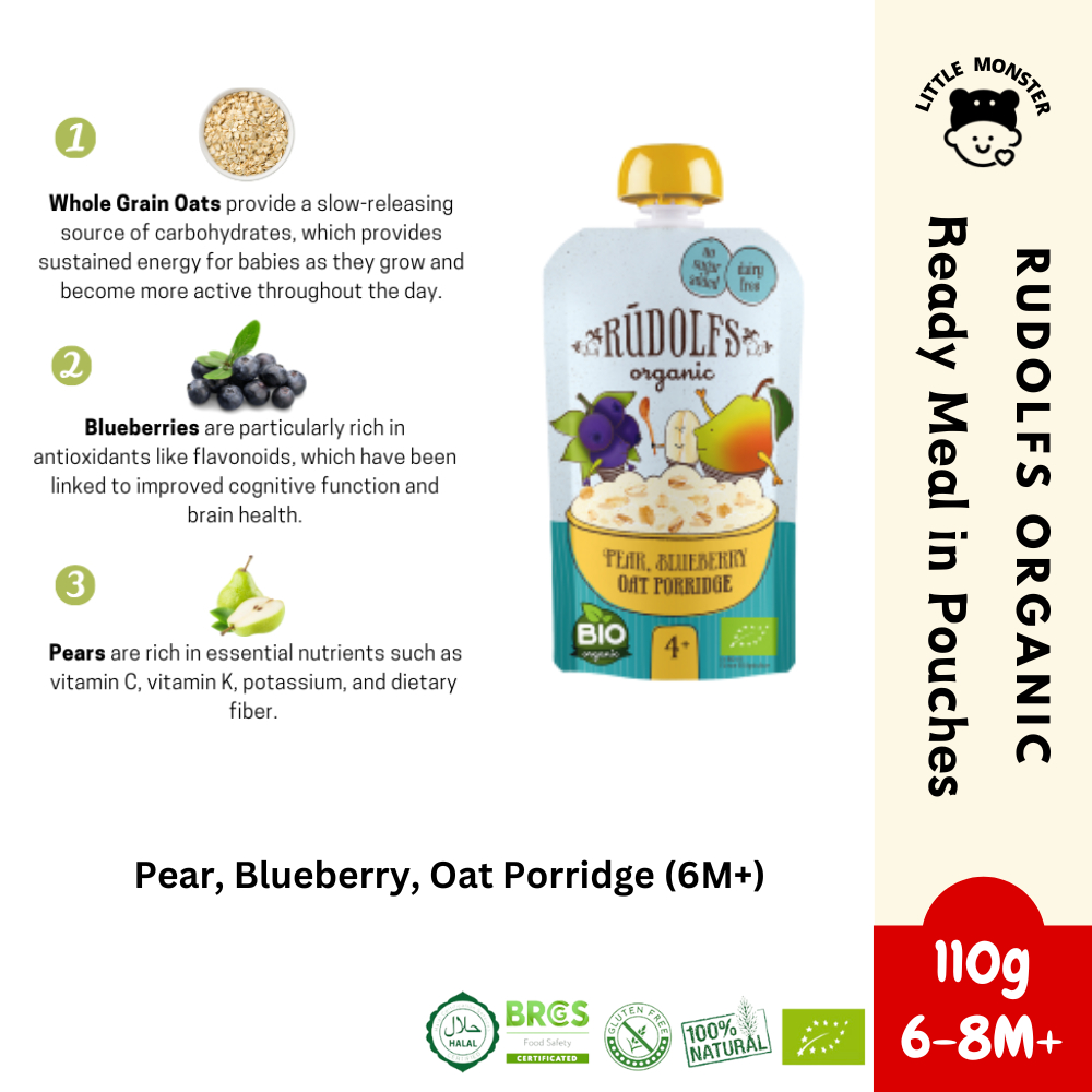 Rudolfs Organic Baby Instant Porridge Fruit Puree 110g (6 8M+)