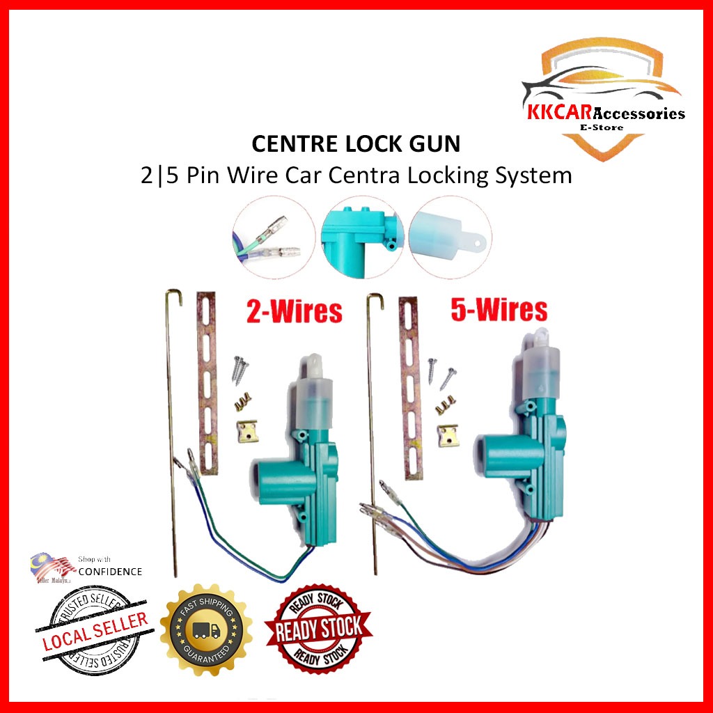 12V Car Locking System Actuator Single Gun Type Central Door Lock 2 ...