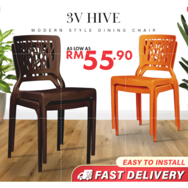 Ninsso : 3V Modern Stackable Dining Plastic Chair / Office Chair / Furniture / Kerusi | Shopee ...